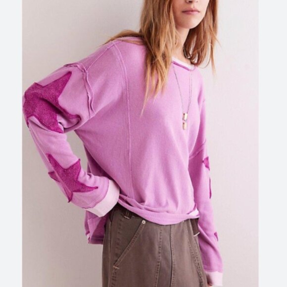 new FREE PEOPLE we the free you're a star long sleeve tee S L - Picture 2 of 2